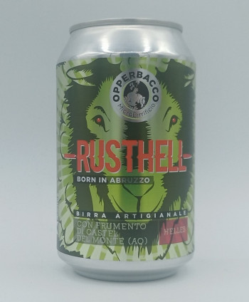 "Rusthell" craft beer in a can
